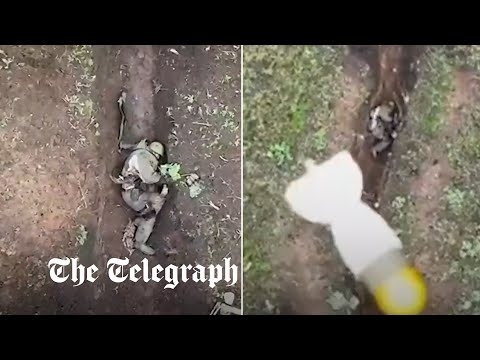 Moment Russian soldier catches and throws away Ukrainian &#039;drone bombs&#039;