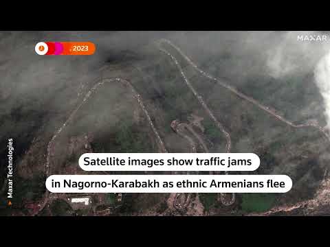 Satellite images show traffic jams in Nagorno-Karabakh