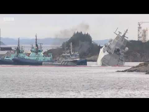 Helge Ingstad Norway&#039;s warship collides with tanker in fjord