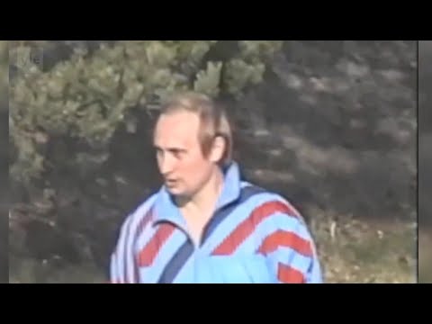 Vladimir Putin in tracksuit in the early 1990s relaxing in Finland with Anatoly Sobchak.