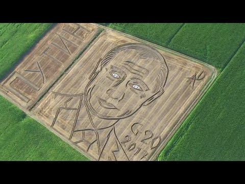 Face of Vladimir Putin has just appeared in a field
