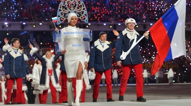Сборная России на открытии Олимпиады в Сочи