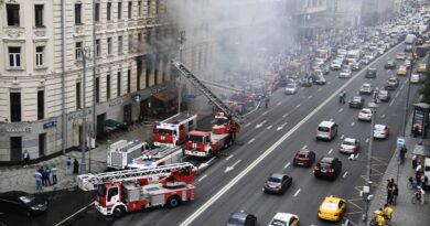 Пожар на Тверской улице в Москве