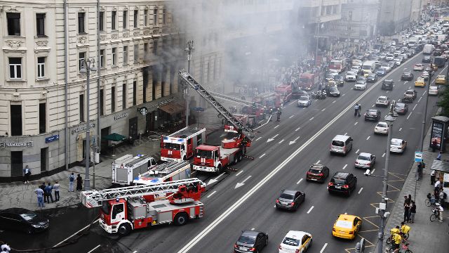 Пожар на Тверской улице в Москве