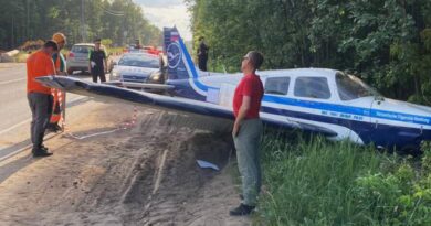 Самолет сел на шоссе в Подмосковье